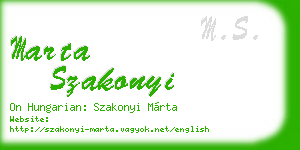 marta szakonyi business card